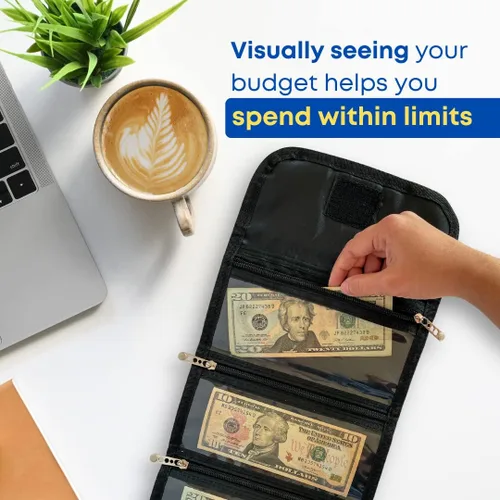 Miniatura 3 de Tidy Pockets Organizador de dinero para dinero en efectivo, con 4 cremalleras, organizador de efectivo para facturas, organizador de dinero