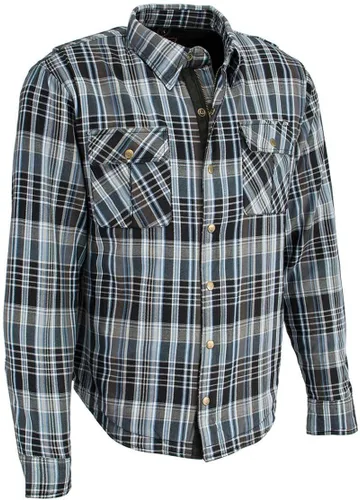 Miniatura 9 de Milwaukee Leather Camisa de montar de franela blindada a cuadros para hombre con refuerzo de fibra de aramida y armadura extraíble CE - S