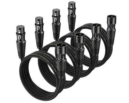 Miniatura 12 de XLR Cables 3 pies 4 paquetes – Cable de micrófono macho a hembra con 3 pines equilibrados XLR cables de altavoz XLR cable de micrófono