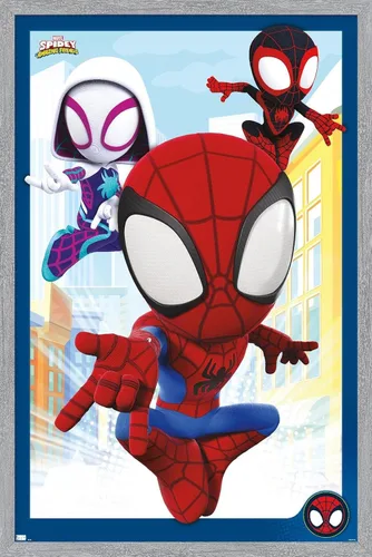 Miniatura 16 de Marvel Spidey and His Amazing Friends - Póster de pared grupal, 22.4 pulgadas de largo x 14.7 pulgadas de ancho, versión enmarcada de madera