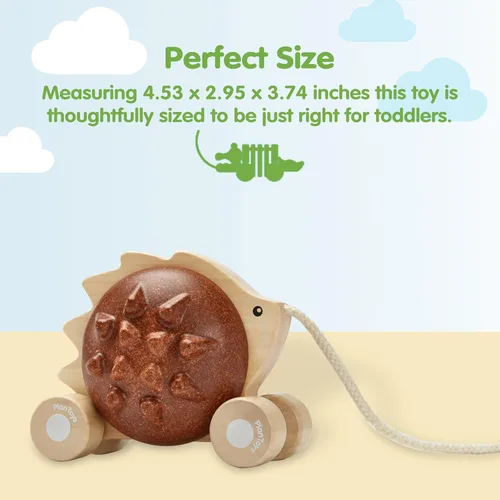 Miniatura 2 de PlanToys® Erizo de madera Juguete Montessori para niños pequeños Juguete para caminar con sonido, aprendizaje temprano, equilibrio y Erizo Pull