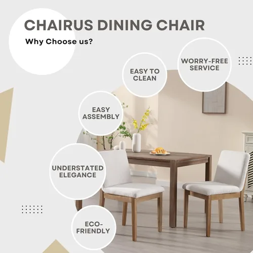 Miniatura 6 de chairus Juego de 2 sillas de comedor tapizadas de tela sin brazos, sillas auxiliares modernas de mediados de siglo con patas de madera maciza