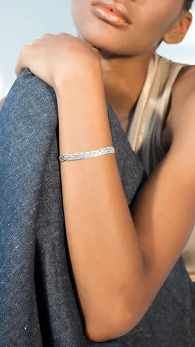 Miniatura 2 de Miabella 925 Sterling Silver Italian 6-Strand Diamond-Cut 7mm Braided Herringbone Chain Bracelet for Women Teen Girls, 925 Italy