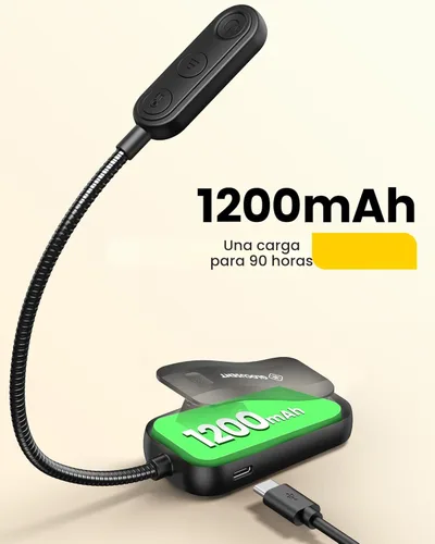 Miniatura 5 de Glocusent Luz de libro de 20 LED para leer en la cama, luz de lectura para el cuidado de los ojos, 5 colores y 5 brillos de 3 a 100 lm regulables
