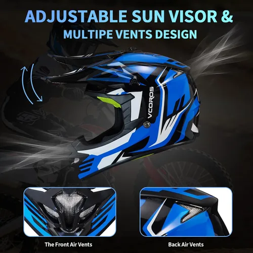 Miniatura 4 de VCOROS - Casco de bicicleta de tierra para niños, casco de motocicleta para jóvenes, RY001 - Casco de cara completa para niños para ATV BMX UTV