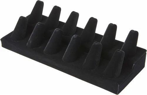 Miniatura 5 de Plymor Pantalla de dedo de anillo de 2 niveles de piel sintética gris, doce en base rectangular, 8.125 pulgadas de ancho x 3.25 pulgadas