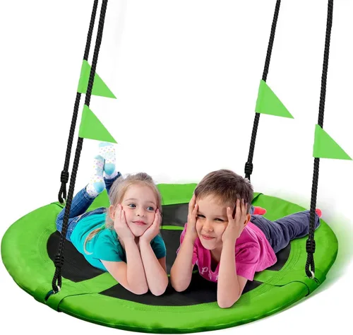 PACEARTH Columpio de árbol de 40 pulgadas, capacidad de peso de 900 libras, 2 correas colgantes adicionales, cuerdas ajustables de múltiples hebras,
