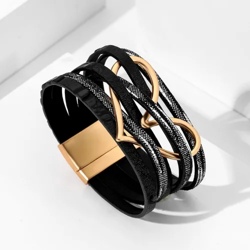 Miniatura 2 de Long tiantian Pulseras de cuero boho para mujer, regalos de moda para adolescentes, niñas, cosas de moda, multicapa de amor, corazón, de cuero