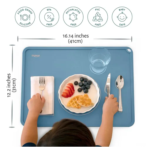 Miniatura 2 de CHAMOS Montessori - Juego de 2 manteles individuales para niños pequeños, alfombrillas de silicona para mesa de comedor, juego de 2