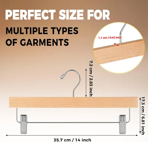 Miniatura 3 de Quality Hangers Perchas de madera para pantalones, paquete de 20 ganchos giratorios para ropa, falda de madera de loto, pantalones, pantalones