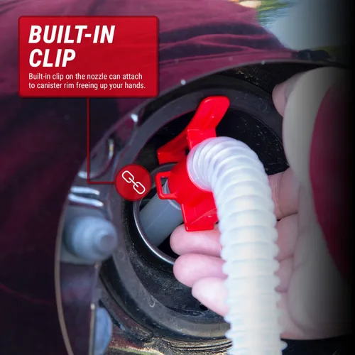 Miniatura 5 de TERA PUMP Bomba de transferencia de combustible portátil manual, manguera de descarga de 2.2 pies, clip integrado en la boquilla, bomba de sifón