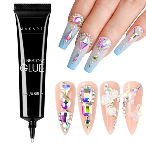 Makartt Pegamento de diamantes de imitación para uñas, pegamento de uñas de gel súper fuerte para diamantes de imitación, dijes y gemas de diseño