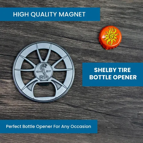 Miniatura 5 de Shelby - Abridor de botellas e imán Metal fundido a presión de borde Shelby con logotipo Cobra 3 pulgadas de diámetro Aleación de zinc 3D