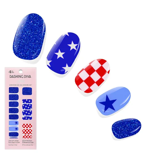 Miniatura 21 de Dashing Diva Flor Azul - Tiras de uñas de gel brillantes, sin rayos UV, resistentes al astillado, de larga duración, juego de manicura de 3 piezas