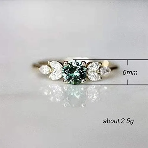 Miniatura 4 de Anillo de compromiso chapado en oro de 18 quilates con esmeralda simulada cuadrada para mujer, anillo de compromiso con piedras preciosas