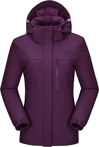 Miniatura 44 de CAMEL CROWN - Chamarra de esquí para mujer, impermeable, con capucha desmontable, rompevientos, forro polar, parka para lluvia