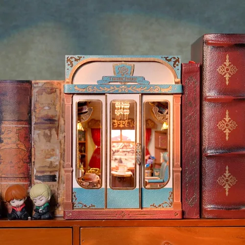 Miniatura 7 de Tonecheer - Kit de manualidades para rincón de lectura para adultos, maqueta en miniatura de cabina de tren infinito europeo, carruaje vintage