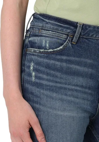 Miniatura 4 de Wrangler Jeans de bota de tiro alto para mujer, Cabaña Cobalto Plaid