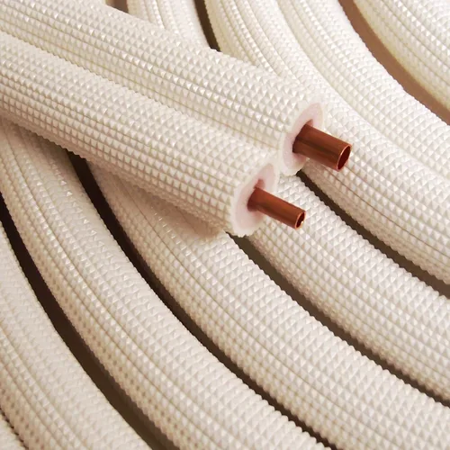 Juego de línea de bobina de cobre aislada de 1/4 a 1/2 pulgada - Tubo de tubo sin costura para HVAC, refrigerante - 1/2 pulgada de aislamiento Blanco