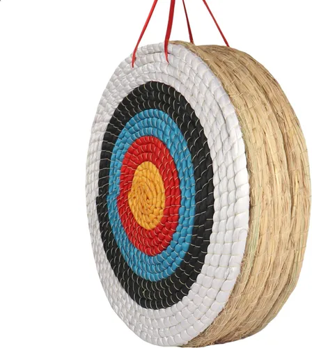 Miniatura 12 de Objetivos de tiro al arco Dostyle tradicionales de paja sólida redonda con cara de cuerda de tres capas para práctica de tiro con arco