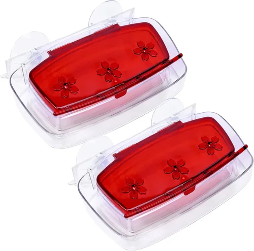 Miniatura 8 de Juegoal - Comedero de colibrí para ventana, bandeja de alimentación de pájaros con 3 estaciones de alimentación, percha de colibrí para exteriores