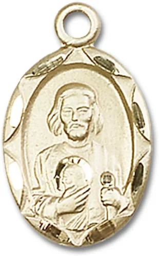 Miniatura 2 de Bonyak Jewelry Saint Medal Collection Colgante de San Judas relleno de oro de 3/4 x 3/8 pulgadas con cadena de bordillo Lite rellena de oro, Metal