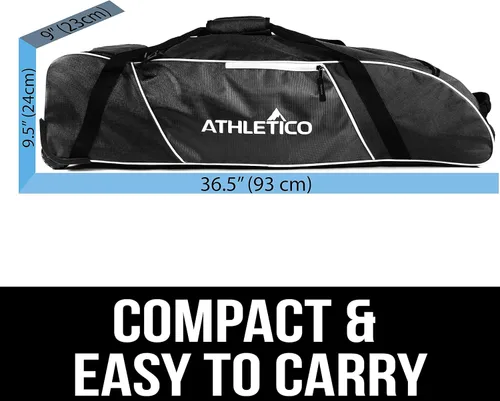 Miniatura 7 de Athletico Bolsa de bate con ruedas para béisbol, softbol, equipo de T-Ball para jóvenes, niños y adultos Negro