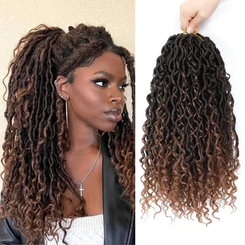 Miniatura 31 de 8 Paquetes de Rastas Falsas Bohemias de Ganchillo de 14 Pulgadas, Rastas Suaves de Ganchillo con Extremos Rizados, Pre-enrolladas, Cabello de 1B/27#