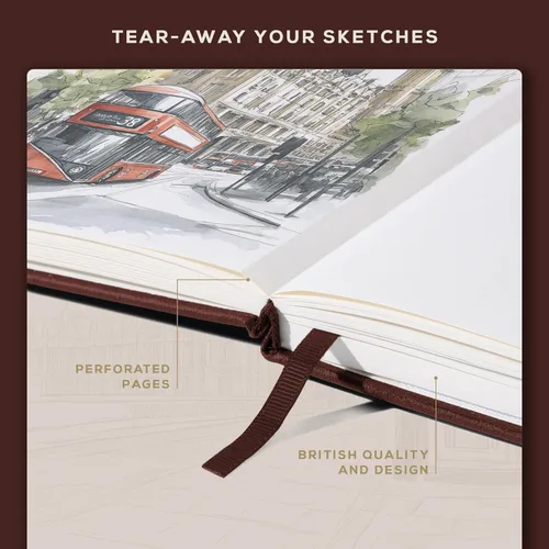 Miniatura 6 de BEECHMORE BOOKS Sketch Book, A4 8.5 x 11.5 inch Blank Sketchbook for Drawing, Paint and Draw, 156 Pages Thick Paper 160gsm, Hardcover Leather Art