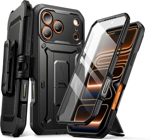 SUPCASE Funda para iPhone 17 Pro Max con botón de control de cámara (Unicorn Beetle Pro), [soporte integrado y protector de pantalla] [protección de
