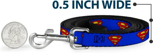 Miniatura 4 de Buckle-Down Correa para mascotas - Superman Shield Blue - 4 pies de largo - 1" de ancho