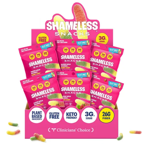 Miniatura 11 de Shameless Snacks – Snacks saludables bajos en calorías, gomitas keto bajas en carbohidratos (caramelos sin gluten) – Paquete de 6 Green Apple Blast