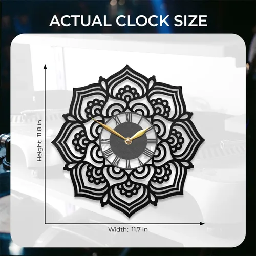 Miniatura 3 de Reloj de pared con mandala bohemio: decoración artística y regalo relajante para los amantes del yoga, acento ornamental para el espacio zen