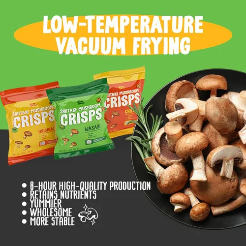 Miniatura 2 de The Daily Good Shiitake Crisps - Paquete de 3 chips de hongos, sin gluten, sin OGM, sabores original, wasabi y chile mexicano, alimentos
