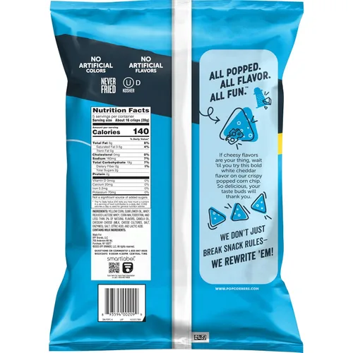 Miniatura 2 de PopCorners Chips de maíz reventado, cheddar blanco, 5 onzas