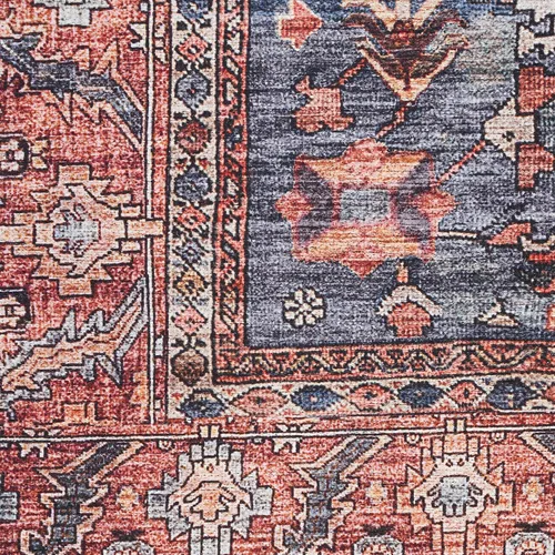 Miniatura 5 de Nourison Brilliance - Alfombra de 2 x 6 pies, lavable a máquina, tradicional vintage, azul marino/ladrillo, fácil de limpiar, no se desprende