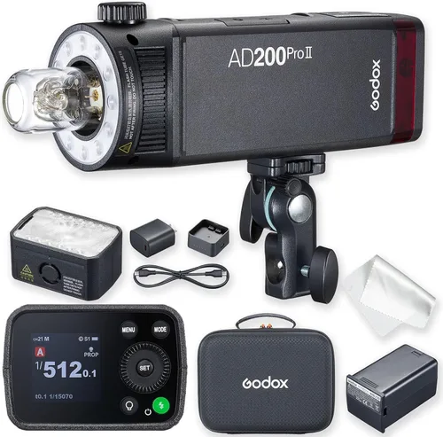 Godox AD200 Pro II GODOX AD200Pro II AD200ProII, flash de bolsillo TTL de 200Ws con disipación de calor mejorada, pantalla a color, luz de modelado