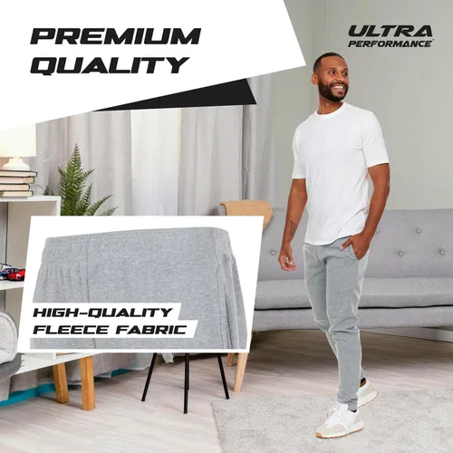Miniatura 4 de Ultra Performance 3 Pack Mens Fleece Wide Leg Sweatpants with Pockets, Open Bottom Workout Sweatpants for Men