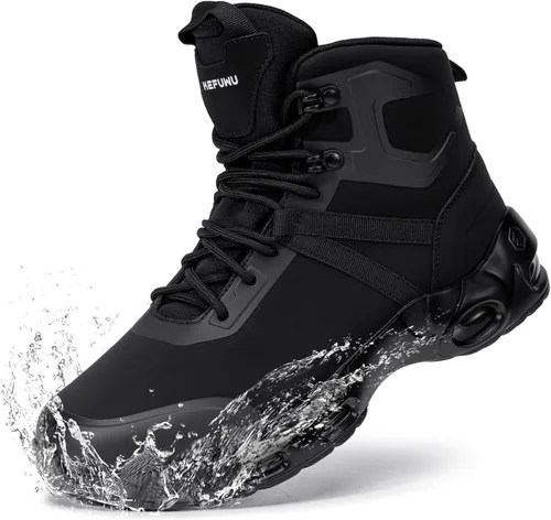 Miniatura 7 de Botas tácticas militares para hombre, impermeables, de 6 pulgadas, ligeras, duraderas, con cremallera lateral, botas de combate para trabajo
