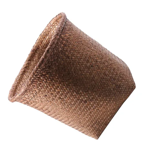 Miniatura 10 de Papelera tejida con paja para baño, bordes lisos, diseño de paja natural, fácil de limpiar