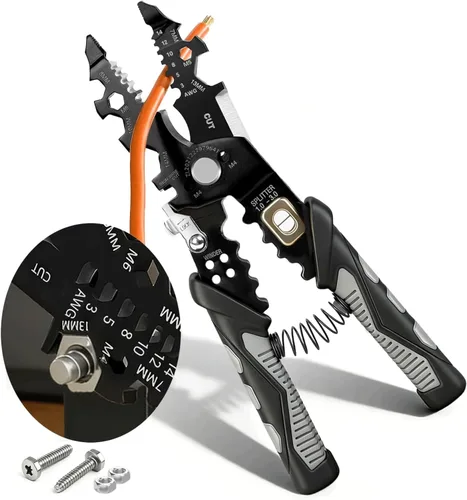 Herramienta pelacables mejorada 2026, crimpadora de corte multifuncional 25 en 1 y llave de perno de tuerca, cables de 16 AWG a 3 AWG, pelacables