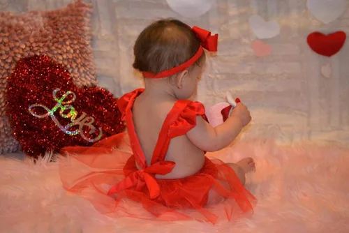 Miniatura 4 de Muasaaluxi Mameluco de San Valentín para niñas recién nacidas, vestido de tutú con manga volada, corazón y lentejuelas, traje de verano 0-3 años