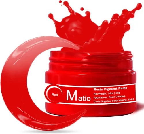 Matio Pasta de pigmento de resina roja, 1.8 oz/50 g, tinte de pigmento de color de resina epoxi opaca, colorante más concentrado para manualidades
