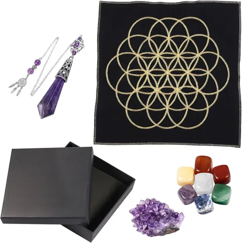 Rockcloud Kit de meditación de tótem de piedra curativa para principiantes, adivinación, suministros de altar wiccano, decoración del hogar,
