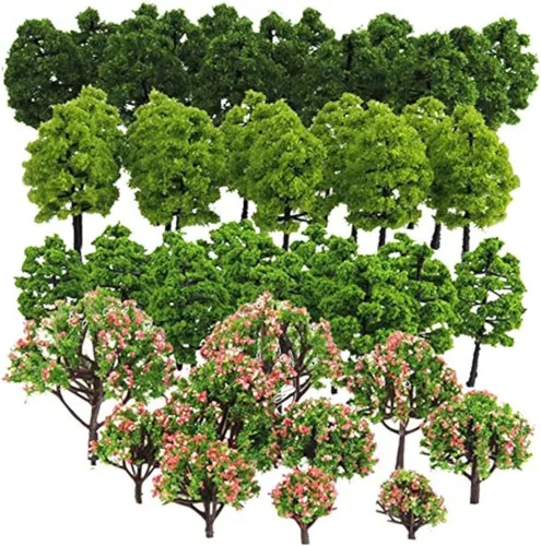 Paquete de 70 árboles de tren de árboles de modelo mixto, paisaje de ferrocarril, diorama, árbol de arquitectura, árboles para bricolaje, paisajes