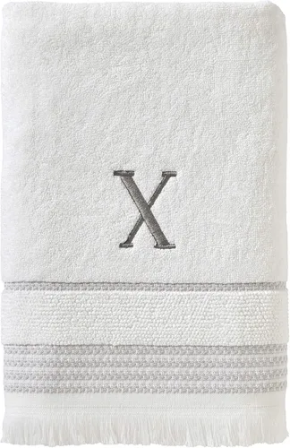 Miniatura 73 de SKL Home Toalla de baño casual con monograma, S, 28 x 54 pulgadas, color blanco