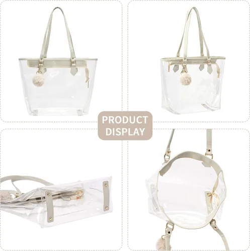 Miniatura 7 de Bolso de hombro transparente grande con colgante de felpa