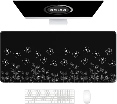 Miniatura 19 de Auhoahsil Alfombrilla grande para mouse, tamaño XXL, extendida de 35 x 15 pulgadas, base de goma antideslizante, bordes cosidos, superficie 03