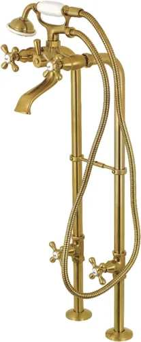 Kingston Brass CCK266K7 Paquete de grifo de bañera independiente, latón cepillado, 32-5/8 pulgadas de longitud