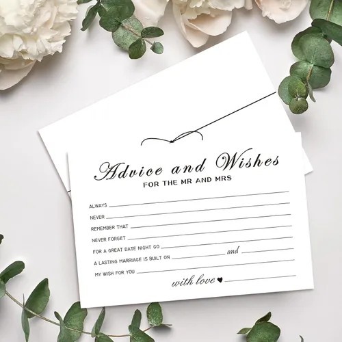 Miniatura 4 de Tarjetas de consejos y deseos para las nuevas parejas, señor y señora, novia y novio, recién casados, 50 tarjetas perfectas de consejos de boda